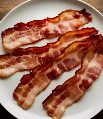 Cooked bacon on a plate