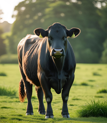 Black cow in the field 