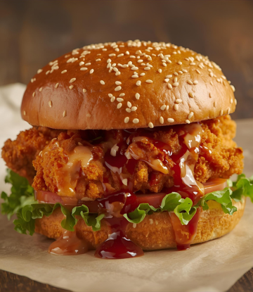 A crispy chicken sandwich