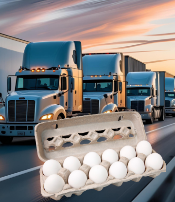 Freight trucks and a carton of eggs 