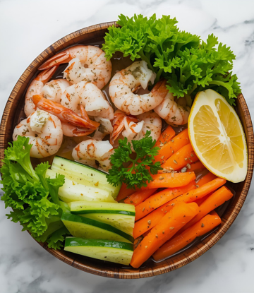 Seafood and vegetable plate 