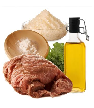 meat, oil, rice, 