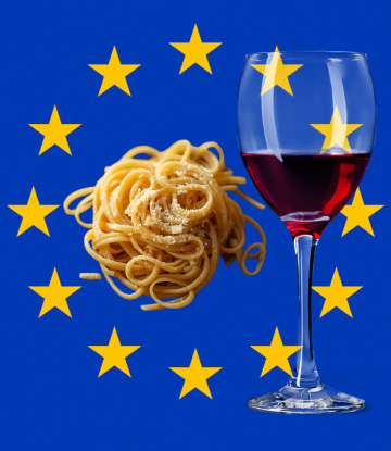 Wine, Pasta and the EU flag 