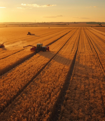 Farm field at sunset 