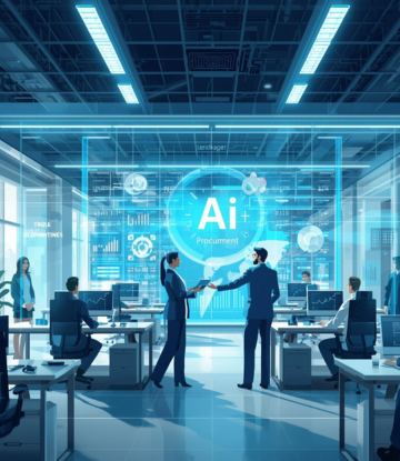 Ai generated image of people in front of a large AI screen 