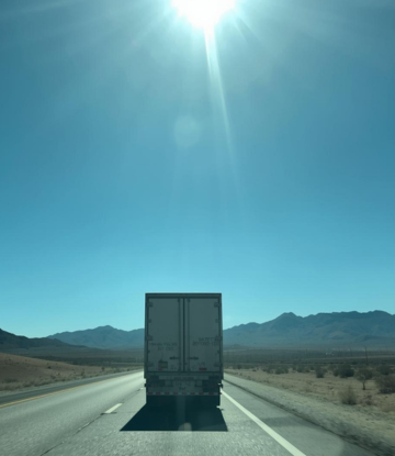 Freight truck on a lonely Mexican highway 