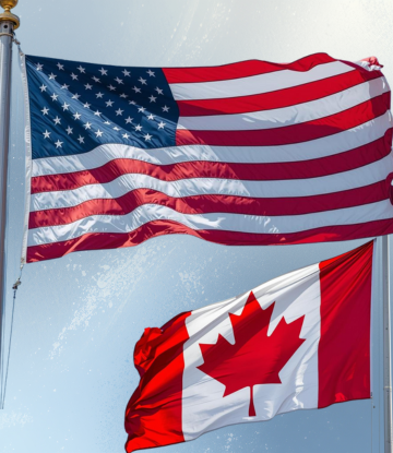 US and Canada Flags 