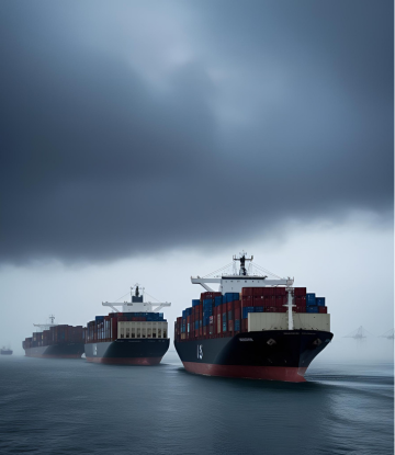 Clouds looming over ocean freight 