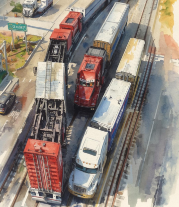 Rendering representing intermodal transportation