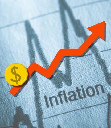 Inflation with a red arrow pointing up 