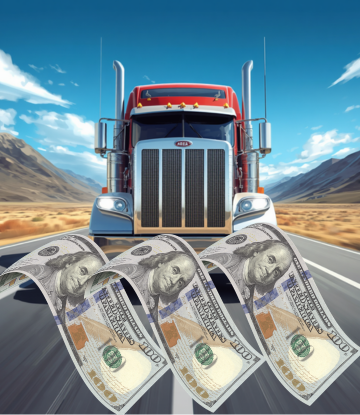 Freight truck with $100 bills 