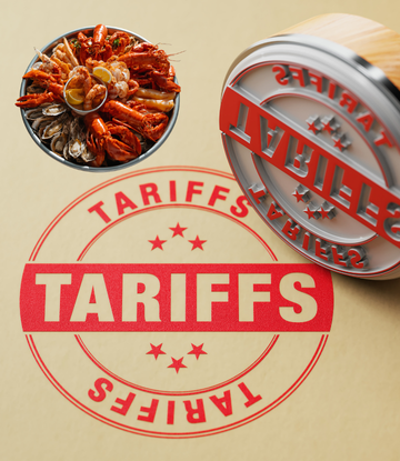 Tariff stamp with a plate of seafood 