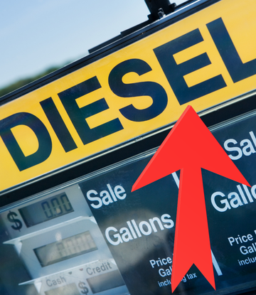 Diesel pump with a red arrow