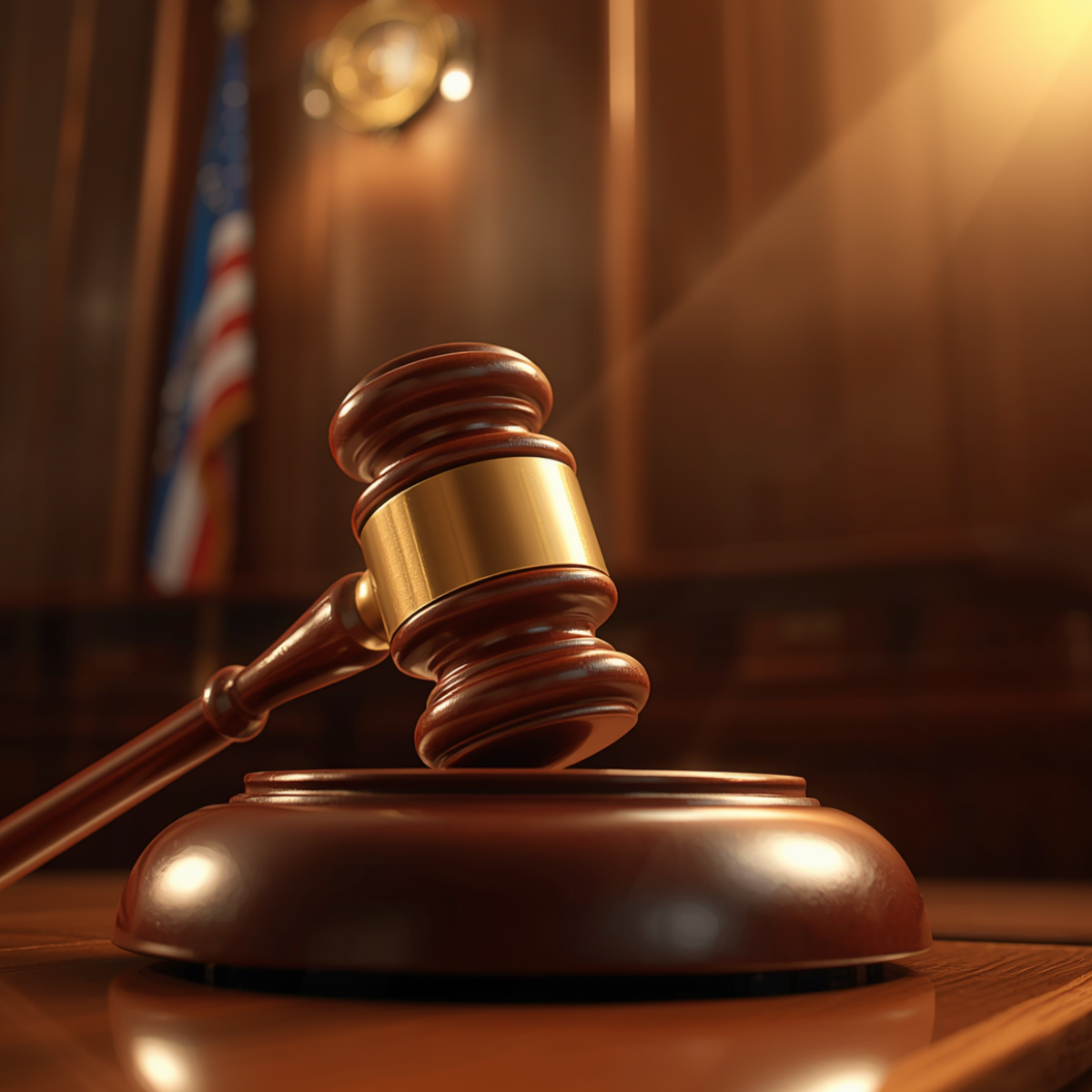 Courtroom gavel coming down 