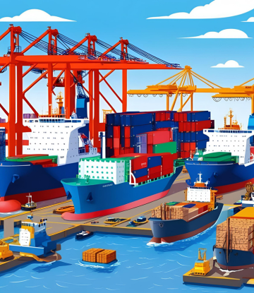 Rendering of a shipping port 